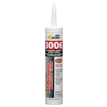 White Lightning 10 Oz White 3006 All Purpose Adhesive Caulk 30060
